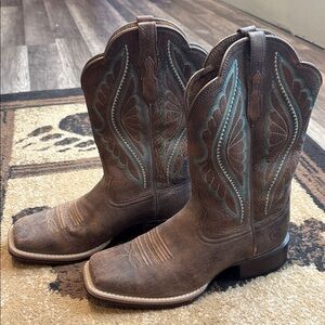 Ariat Brown and Teal Western Boots